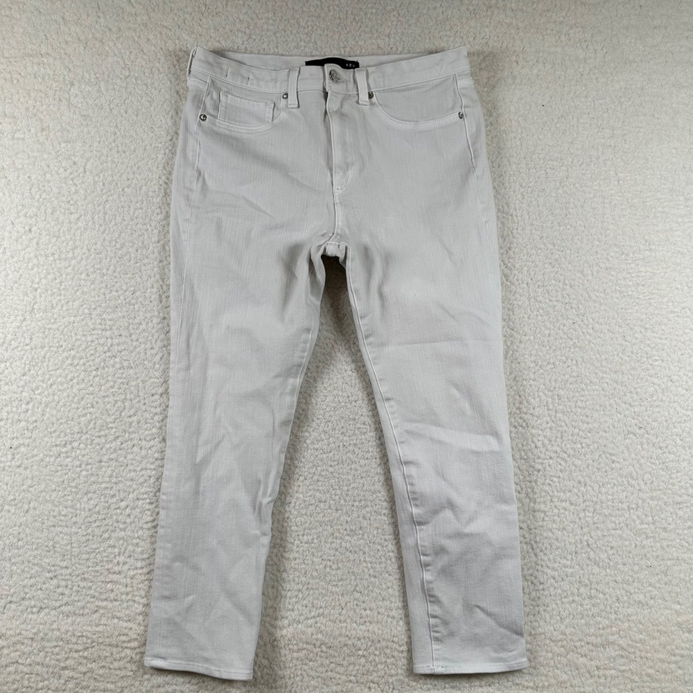 Veronica Beard Kate Crop Jeans Womens 30 Slim Straight White Minimalist Stretch